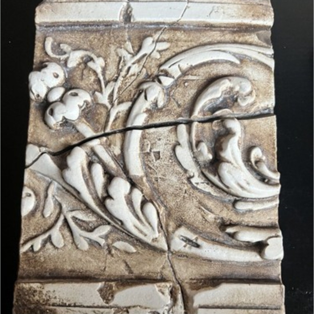 Sid Dickens White and Brown Ornamental Relief Tile